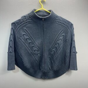 Simply Noelle Zip-Up Cable Knit Cape Sweater Size S/M
